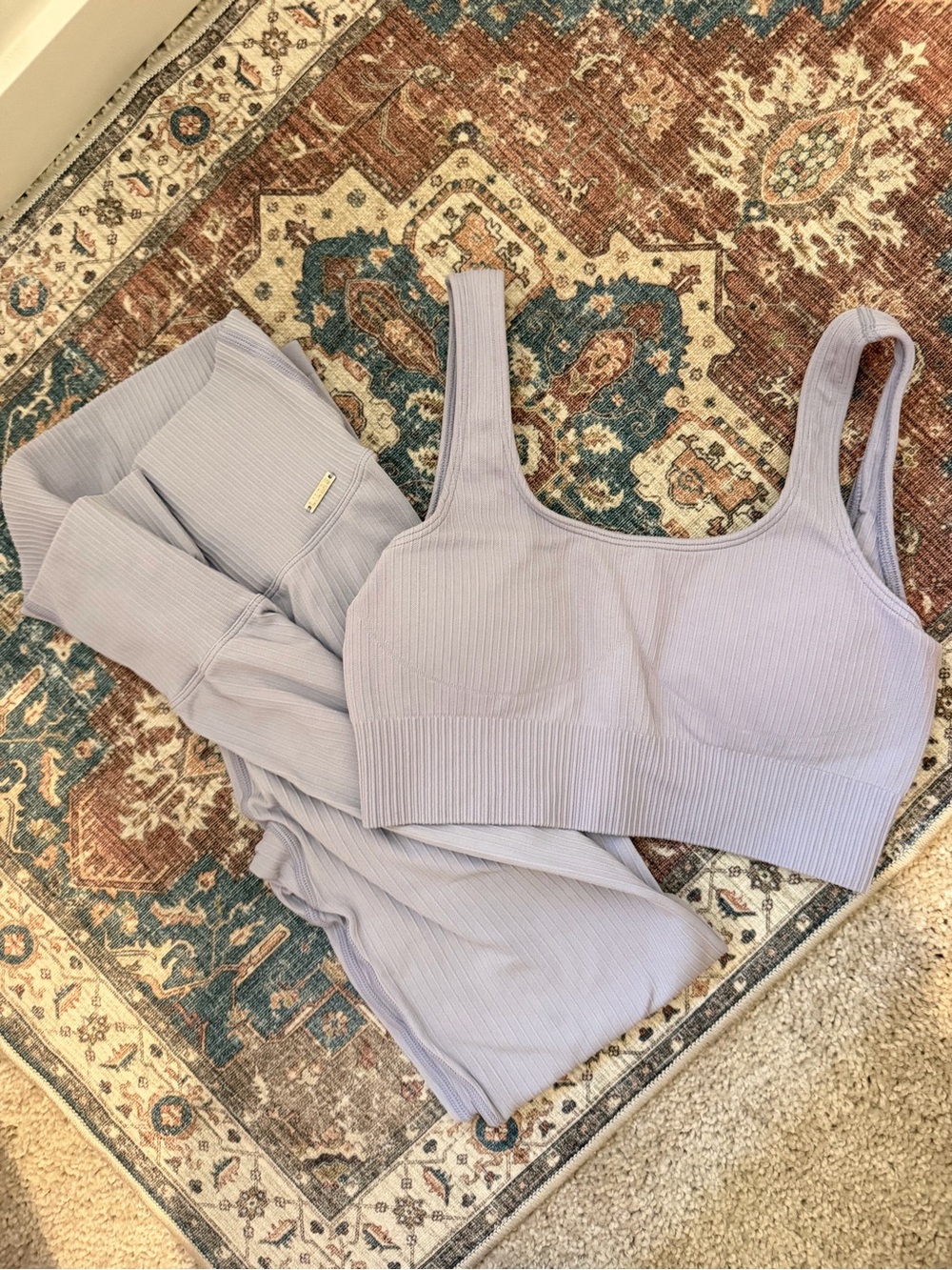 Lilia’s Lilac Ribbed Lounge Bralette and Legging Set